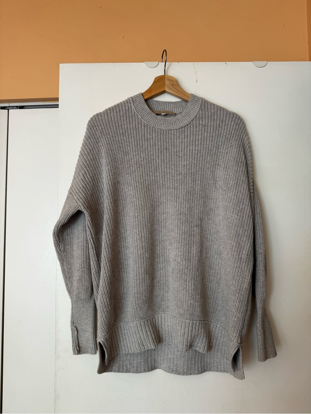 Monk & Lou Cream Ribbed Crewneck Sweater - XS